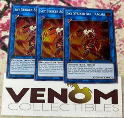 3x (M/NM) Sky Striker Ace - Kagari DASA-EN027 Super Rare 1st Edition YuGiOh - Image 1
