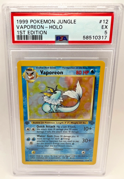 PSA 5 Vaporeon Holo 12/64 1st Edition Jungle 1999 Pokemon Card - Image 1