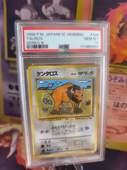 Pokemon Card Japanese Vending expansion sheet 1998 glossy PSA 10 Tauros - Image 1