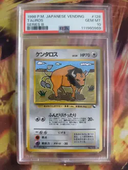 Pokemon Card Japanese Vending expansion sheet 1998 glossy PSA 10 Tauros - Image 2