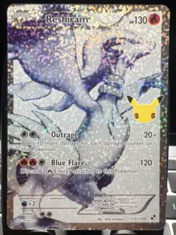 Pokemon Reshiram Celebrations Classic Collection Holo Ultra Rare Card 113/114 - Image 1