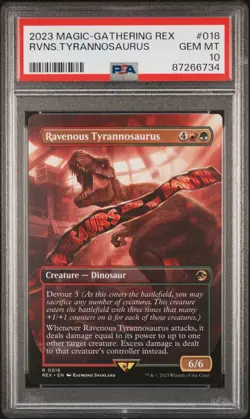 Ravenous Tyrannosaurus Borderless MTG Magic The Gathering Jurassic World PSA 10 - Image 1