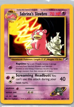Pokemon TCG Sabrina's Slowbro 60/132 Gym Heroes LP - Image 1