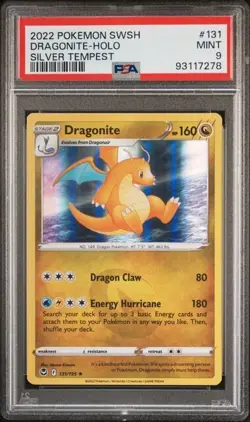 2022 Pokemon Silver Tempest Dragonite HOLO RARE #131 PSA 9 MINT - Image 1