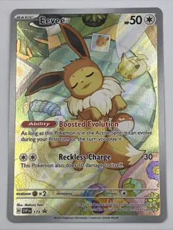 Pokemon TCG Eevee SVP EN 173 Prismatic Evolutions Black Star Promo Full Art Holo - Image 1