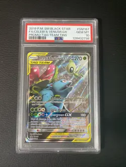 Pokemon Celebi & Venusaur GX Tag Team Tins Full Art Promo SM167 PSA 10 Gem Mint - Image 1