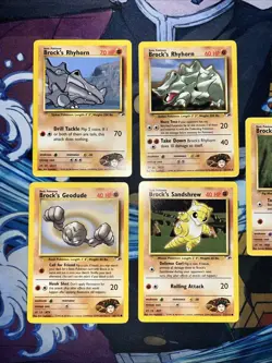 Brock's Pokemon TCG Gym Heroes Card Lot (Brock’s Rhyhorn 22 Sandshrew And More ) - Image 1