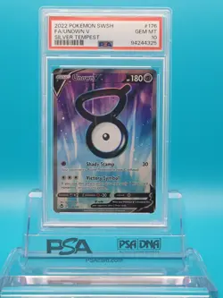 2022 Pokemon Silver Tempest Full Art #176: UNOWN V: PSA 10 Gem Mint - Image 1