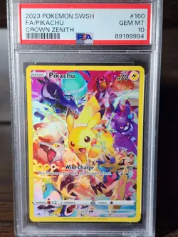 2023 Pokemon Sword & Shield Pikachu Crown Zenith 160/159 Secret Rare PSA 10 - Image 1