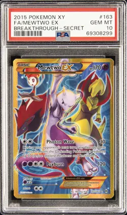 2015 POKEMON XY BREAKTHROUGH SECRET #163 FULL ART/MEWTWO EX PSA 10 - Image 1