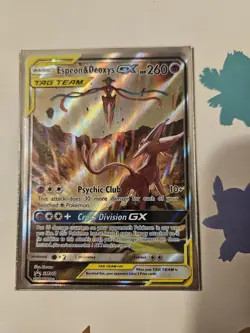 Pokemon TCG Espeon & Deoxys GX SM240 Black Star Promo Sun & Moon - Image 1