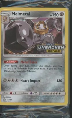 Pokemon TCG Melmetal SM181 Prerelease Sun & Moon Unbroken Bonds Sealed Promo NM - Image 1