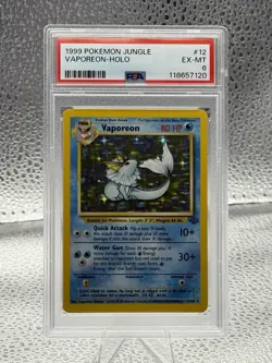 1999 Pokemon Jungle Vaporeon-Holo #12 PSA 6 EX-MT - Image 1