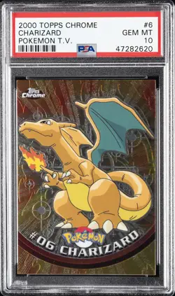 2000 TOPPS CHROME POKEMON T.V. #6 CHARIZARD PSA 10 - Image 1