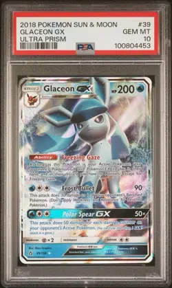 2018 Pokemon Sun & Moon Ultra Prism #39 Glaceon GX PSA 10 GEM MINT Free Shipping - Image 1