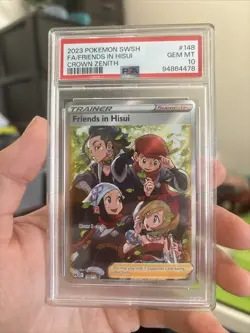 2023 Pokemon SWSH Crown Zenith #148 Full Art Friends in Hisui PSA 10 Gem Mint - Image 1