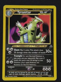 Pokemon TCG Neo Discovery Tyranitar Card 31/75 Non-Holo Rare LP - Image 1