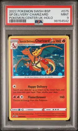 2022 POKEMON SWSH BLACK STAR PROMO #075 SPECIAL DELIVERY CHARIZARD-HOLO PSA 9 - Image 1