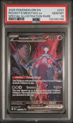 2025 POKEMON DRI EN-DESTINED RIVALS #231 TEAM ROCKET'S MEWTWO EX PSA 10 - Image 1