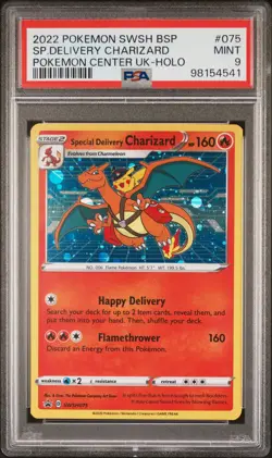 2022 POKEMON SWSH BLACK STAR PROMO #075 SPECIAL DELIVERY CHARIZARD-HOLO PSA 9 - Image 1