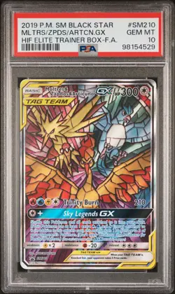 2019 POKEMON SM BLACK STAR PROMO FULL ART/MOLTRES & ZAPDOS & ARTICUNO GX PSA 10 - Image 1