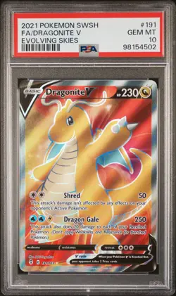 2021 POKEMON SWORD & SHIELD EVOLVING SKIES #191 FULL ART/DRAGONITE V PSA 10 - Image 1