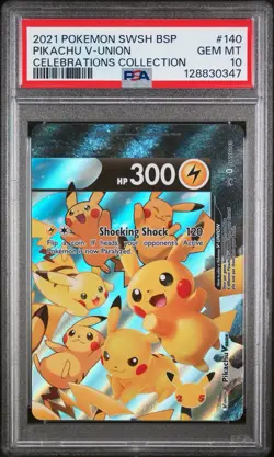 2021 POKEMON SWSH BLACK STAR PROMO CELEBRATIONS COLL #140 PIKACHU V-UNION PSA 10 - Image 1