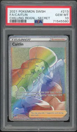 2021 Pokemon Chilling Reign Caitlin Full Art Rainbow 213/198 PSA 10 GEM MINT - Image 1