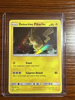 Detective Pikachu 10/18 Detective Pikachu Rare Holo Card Pokemon TCG - Image 1