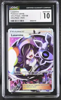 CGC 10 GEM MINT Lusamine 2018 Ultra Prism 153/156 Ultra Rare Holo Pokemon Card - Image 1