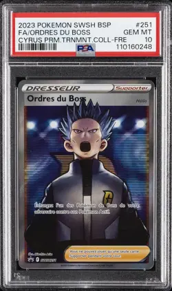 2023 POKEMON SWSH BLACK STAR PROMO #251 FULL ART/ORDRES DU BOSS PSA 10 - Image 1