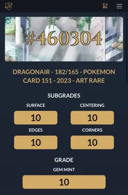 Dragonair 182/165 Illustration Rare ACE Graded Mint 10 Pokemon Japanese 151 - Image 4