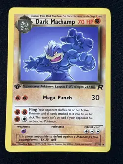 Pokemon Team Rocket Non-Holo 1st Edition Dark Machamp #27 NM - Image 1