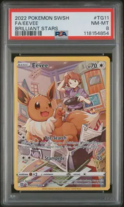 Pokemon Eevee PSA 8 NM-Mint TG11/TG30 Brilliant Stars Trainer Gallery Full Art - Image 1