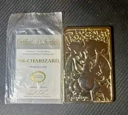 23K Gold Plated CHARIZARD Trading Card 1999 Burger King Pokemon - Image 1