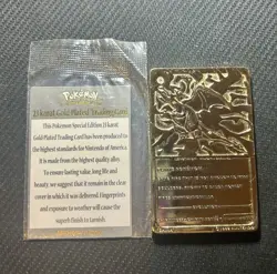 23K Gold Plated CHARIZARD Trading Card 1999 Burger King Pokemon - Image 2