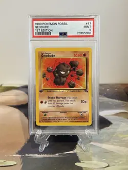 Pokemon Card 1st Edition Geodude - Fossil Set No. 47/62 - PSA 9 MINT - Image 1