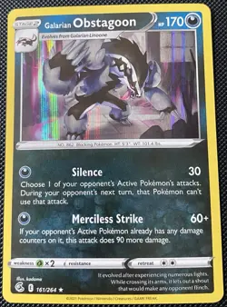 Galarian Obstagoon 161/264 Swsh08: Fusion Strike Holo - Pokemon Card - Image 1