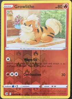Growlithe 032/264 Swsh08: Fusion Strike Reverse Holo - Pokemon Card - Image 1