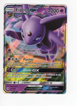 Espeon GX 61/149 Sun & Moon Base Set Pokemon Card Ultra Rare Holo Near Mint - Image 1