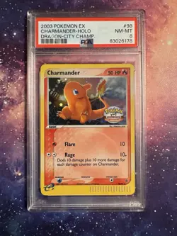 POKEMON EX DRAGON CITY CHAMPIONSHIPS CHARMANDER #98 HOLO PSA 8 NM #53753567 - Image 1