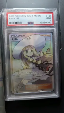 Pokemon TCG Lillie Full Art Trainer Sun and Moon PSA 9 - Image 1