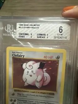 Pokemon 1999 Base Unlimited #5 Clefairy Holo Beckett 6 - Image 3