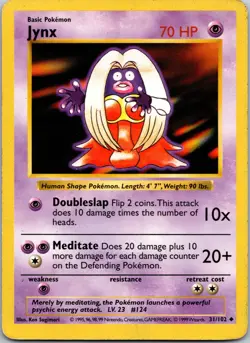 SHADOWLESS Jynx 31/102 LP - 1999 Base Pokemon Card HP - Image 1