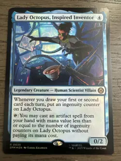 MTG Lady Octopus, Inspired Inventor 252 Rare Foil Extended Art Marvel Spider-Man - Image 1