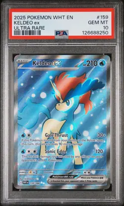 2025 POKEMON WHT EN-WHITE FLARE ULTRA RARE #159 KELDEO EX PSA 10 - POP 32 - Image 1