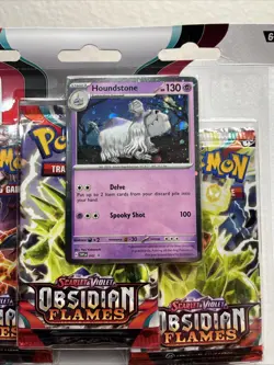Pokemon TCG Obsidian Flames Blister - 3 Packs + Houndstone Promo Foil - Sealed! - Image 3