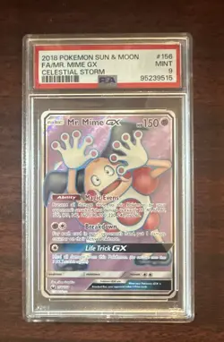 2018 Pokemon Sun & Moon Mr. Mime GX Celestial Storm Graded #156 PSA9 - Image 1