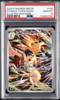 2025 POKEMON DRI EN-DESTINED RIVALS ILLUSTRATION RARE ETHAN'S TYPHLOSION PSA 10 - Image 1