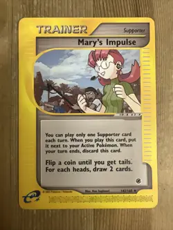 Mary's Impulse 142/165 Uncommon Pokemon Expedition E Reader Series LP 2002 - Image 1